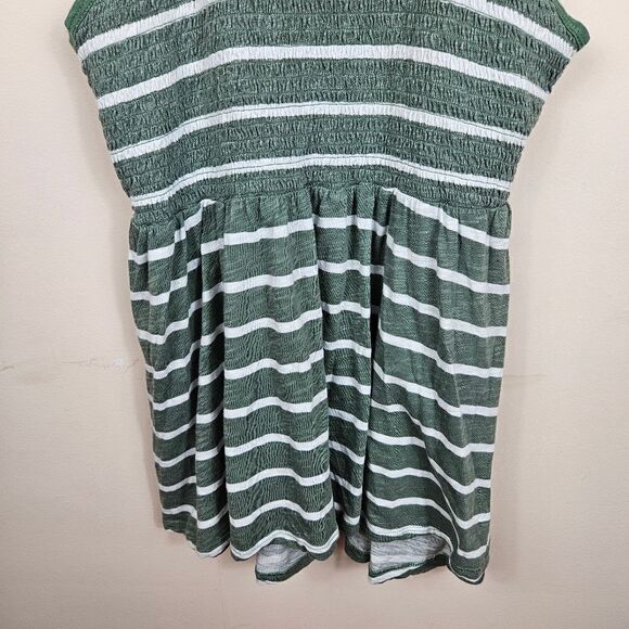 Torrid Smocked Babydoll Top. Green & White 1X - Picture 5 of 10